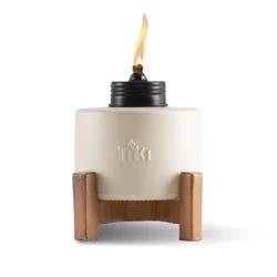 Tiki® Brand 5 Inch Table Torch Glass Resin Raised White - 1122075