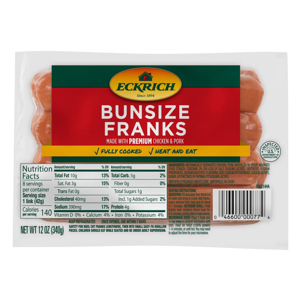slide 1 of 4, Eckrich Bunsize Franks, 12 oz, 12 oz