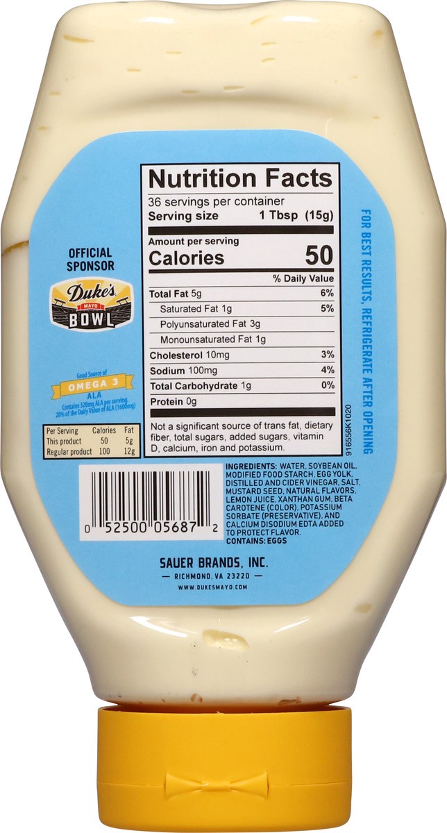 slide 14 of 14, Duke's Light Sugar-Free Mayonnaise 18 fl oz, 18 fl oz