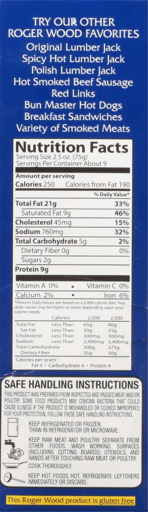 slide 2 of 4, Roger Wood Hard Wood Smoked Sausage With Beef, 24 oz