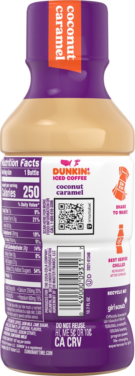 slide 6 of 7, Dunkin' Coconut Caramel Iced Coffee - 13.70 fl oz, 13.70 fl oz