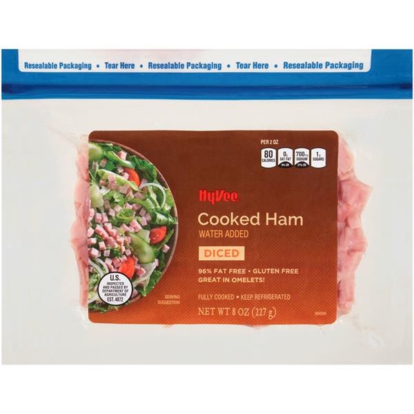 slide 1 of 1, Hy-vee Diced Cooked Ham, 8 oz