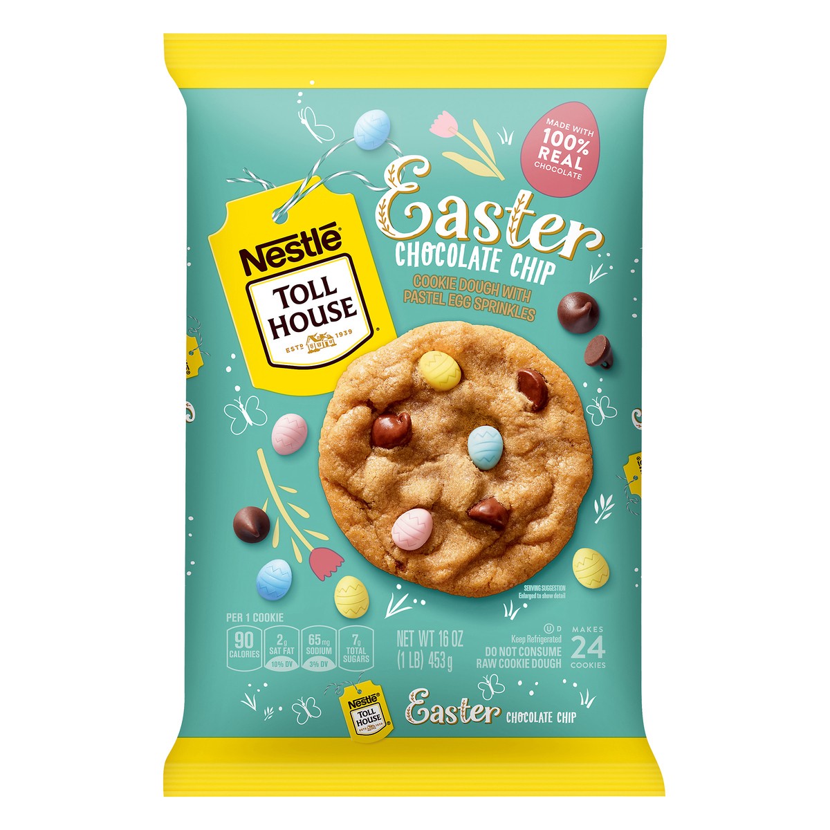 slide 1 of 6, Toll House NESTLÉ TOLL HOUSE Easter Chocolate Chip Cookie Dough
with Pastel Egg Sprinkles 16oz Pack, 16 oz