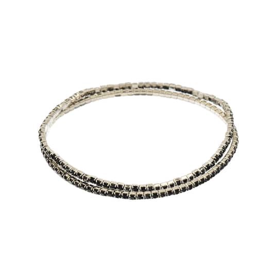 slide 1 of 3, Crystal Lane Diy Silver & Jet Black Rhinestones Bracelets, 2ct., 2 ct