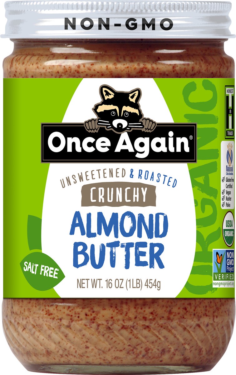 slide 1 of 4, Once Again Organic Unsweetened & Roasted Crunchy Almond Butter 16 oz, 16 oz