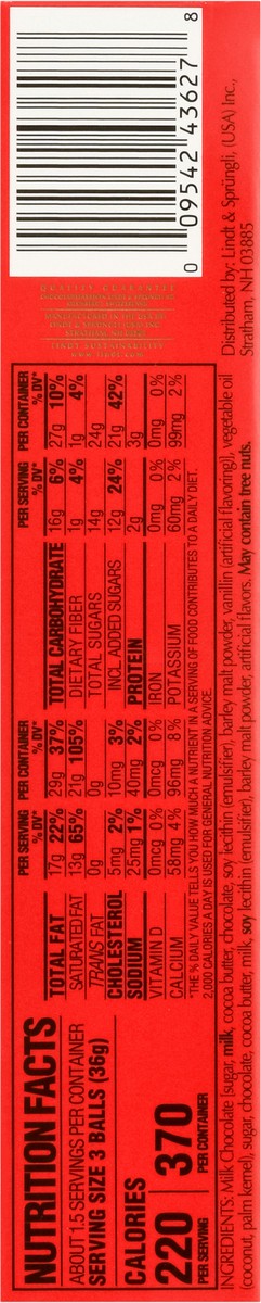 slide 7 of 9, Lindt Lindor Milk Chocolate Truffles 1 ea, 1 ct