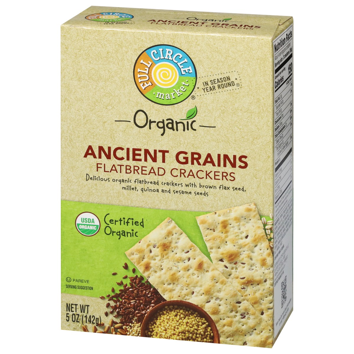 slide 4 of 4, Full Circle Market Ancient Grains Flatbread Crackers, 5 oz