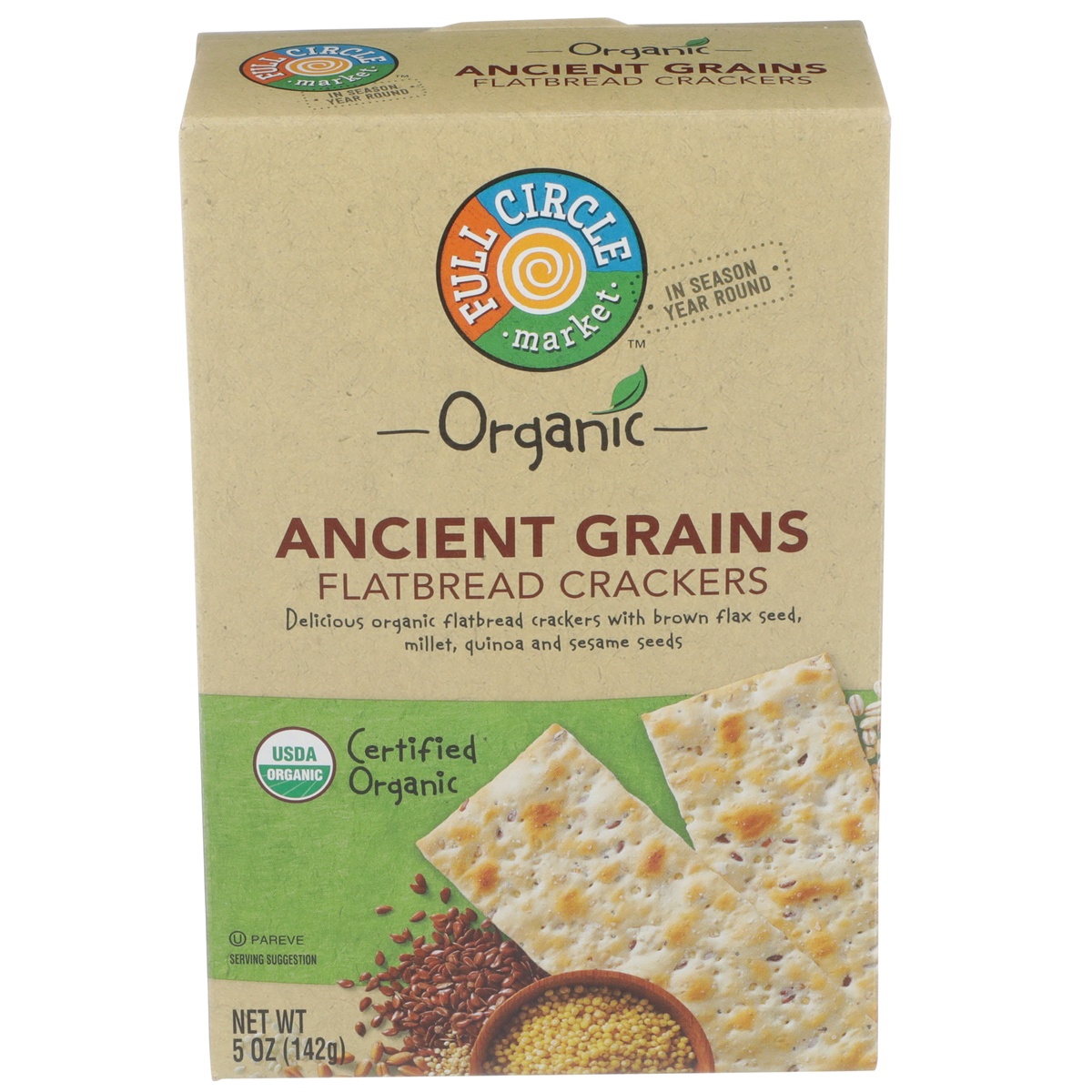 slide 1 of 1, Full Circle Market Ancient Grains Flatbread Crackers, 5 oz