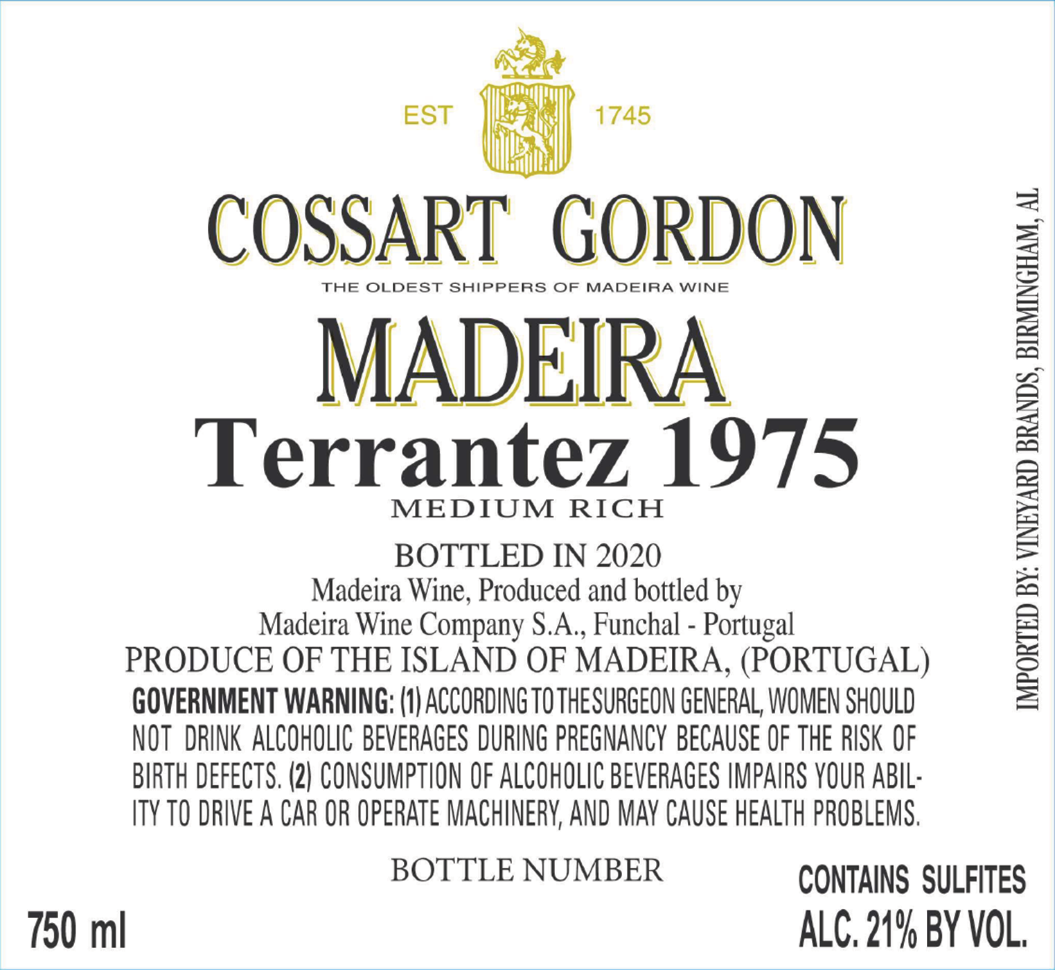 slide 4 of 4, Cossart Gordon Terrantez, 750 ml