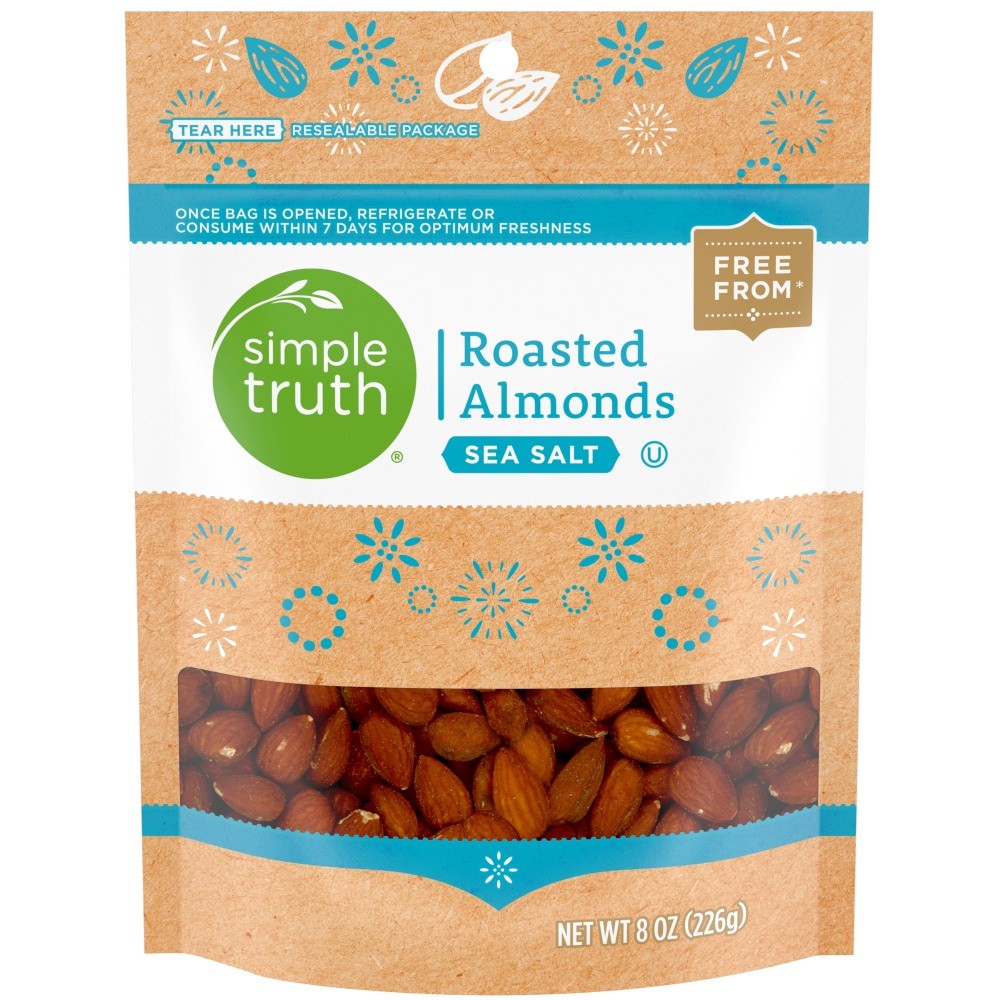 slide 1 of 2, Simple Truth Organic Sea Salt Roasted Almonds, 8 oz