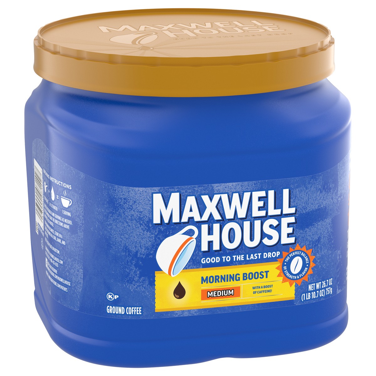 slide 5 of 11, Maxwell House Morning Brew Medium Roast Ground Coffee, 26.7 oz Canister, 26.7 oz