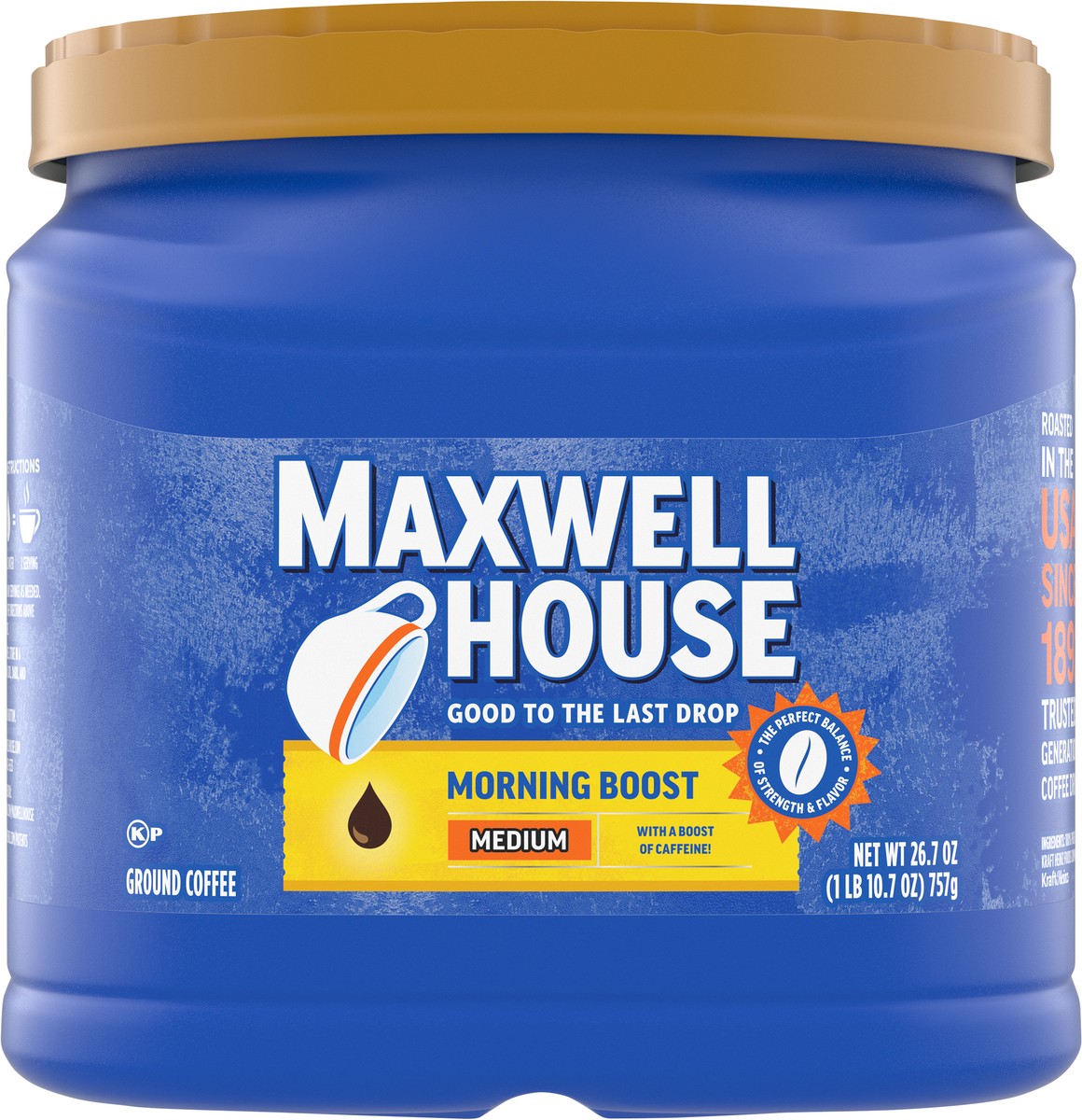 slide 7 of 11, Maxwell House Morning Brew Medium Roast Ground Coffee, 26.7 oz Canister, 26.7 oz