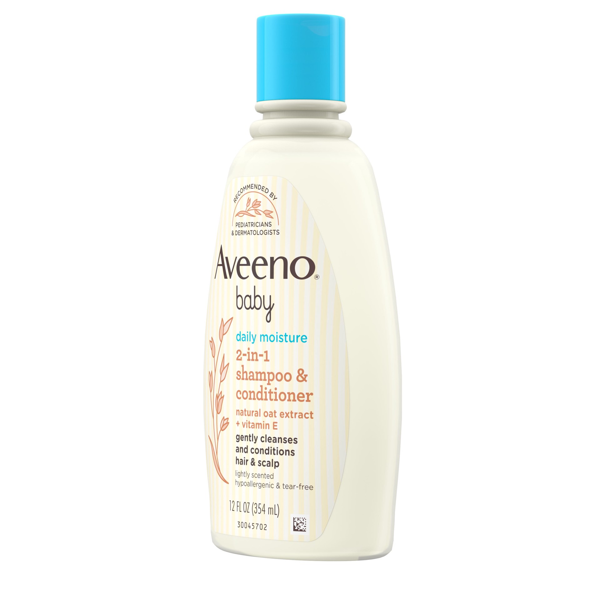 slide 2 of 8, Aveeno Daily Moisture 2-in-1 Tear-Free Shampoo & Conditioner for Baby's Delicate Hair & Scalp, Natural Oat Extract, Hypoallergenic, Paraben-, Phthalate- & Sulfate-Free, 12 fl. oz, 12 fl oz