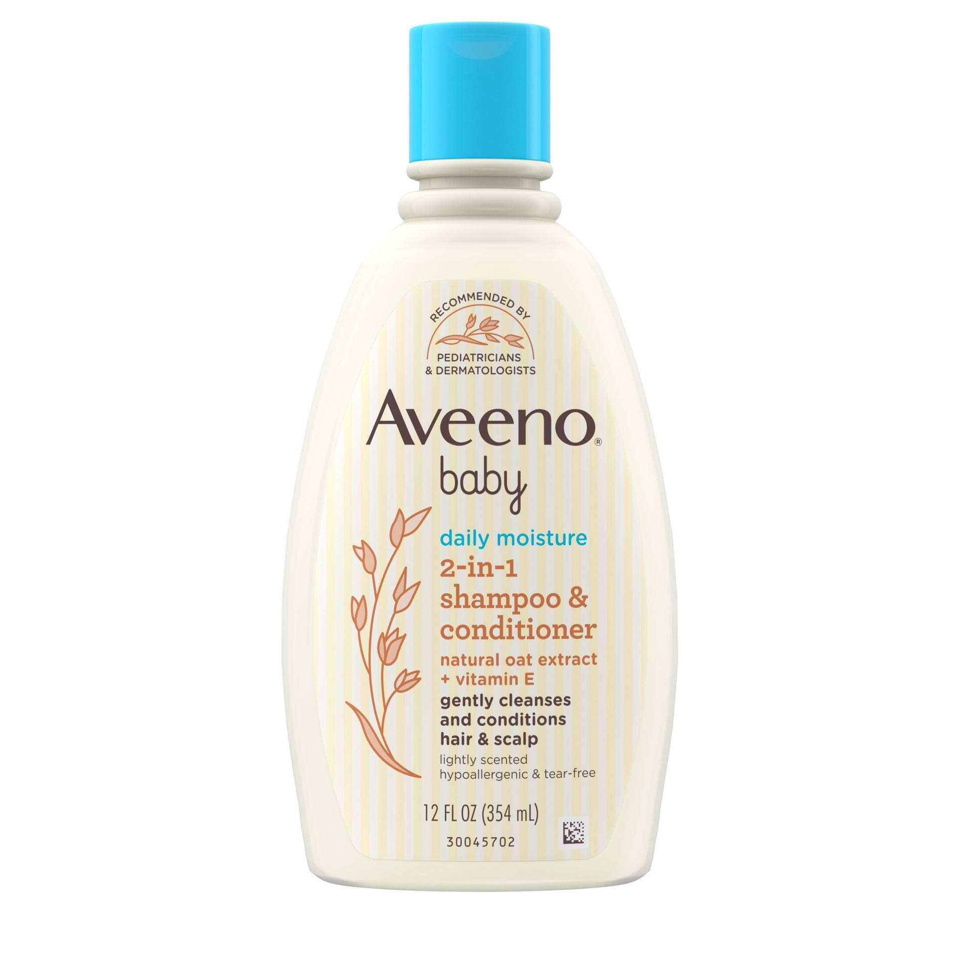 slide 1 of 8, Aveeno Daily Moisture 2-in-1 Tear-Free Shampoo & Conditioner for Baby's Delicate Hair & Scalp, Natural Oat Extract, Hypoallergenic, Paraben-, Phthalate- & Sulfate-Free, 12 fl. oz, 12 fl oz