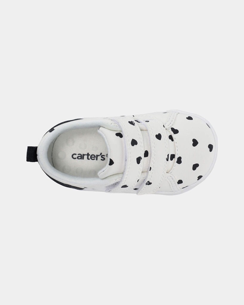 slide 3 of 6, Carter's Carters Baby Girl Heart Print Every Step® First Walker Casual Shoes - White/Black White/Black 4, 1 ct