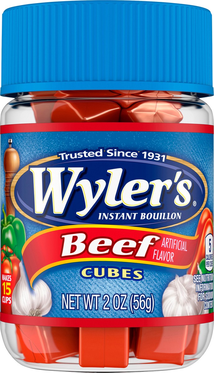 slide 7 of 9, Wyler's Instant Bouillon Beef Flavored Cubes, 2 oz Jar, 2 oz