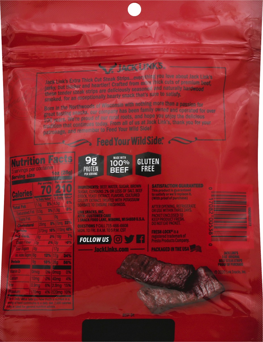 slide 8 of 9, Jack Link's Original Beef Thick Cut Strip, 3 ounce, 3 oz