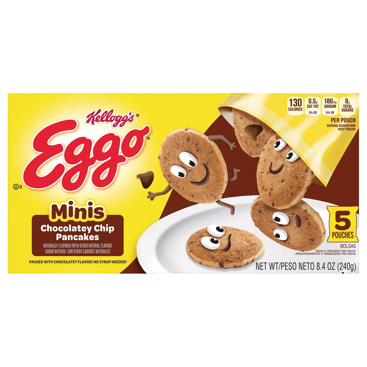 slide 1 of 5, Eggo Bites Pouches Chocolatey Chip Frozen Pancakes - 8.4oz/5ct, 8.4 oz
