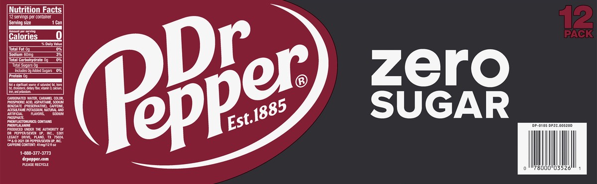 slide 3 of 11, Dr Pepper 12 Pack Zero Sugar Soda 12-12 fl oz Cans, 12 ct; 12 oz