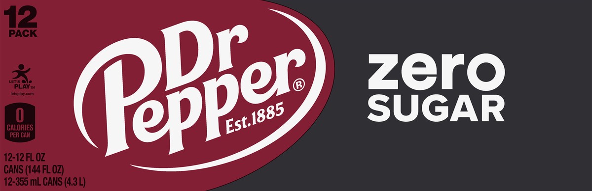 slide 6 of 11, Dr Pepper 12 Pack Zero Sugar Soda 12-12 fl oz Cans, 12 ct; 12 oz