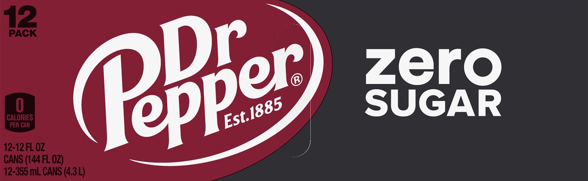 slide 7 of 11, Dr Pepper 12 Pack Zero Sugar Soda 12-12 fl oz Cans, 12 ct; 12 oz