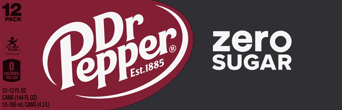 slide 2 of 11, Dr Pepper 12 Pack Zero Sugar Soda 12-12 fl oz Cans, 12 ct; 12 oz