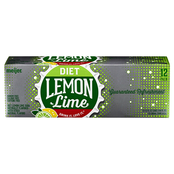 slide 1 of 2, Meijer Diet Lemon Lime Soda Cans, 12 ct