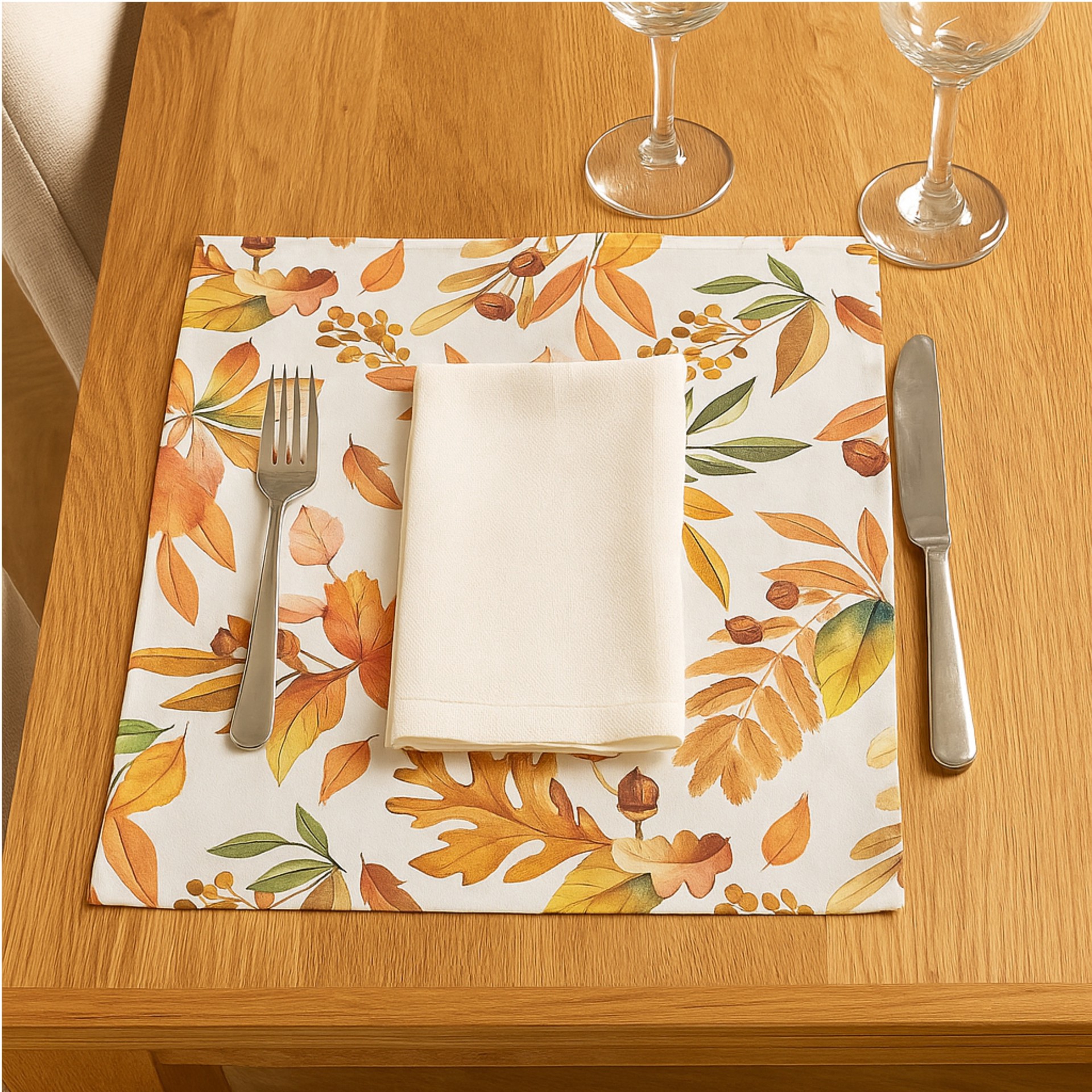slide 2 of 3, 18" X 18" Fall Leaves Cotton Table Napkin By Ashland, 18 in x 18 in