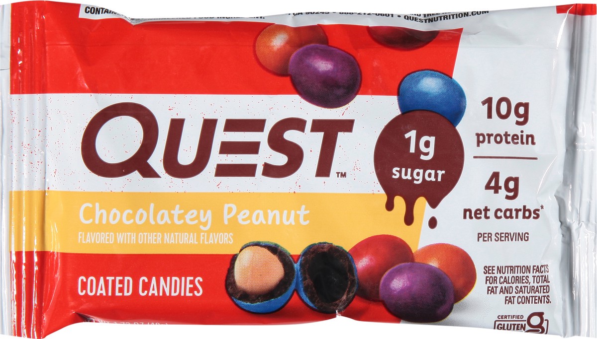 slide 5 of 13, Quest Candies, Chocolatey Peanut, Coated, 1.73 oz