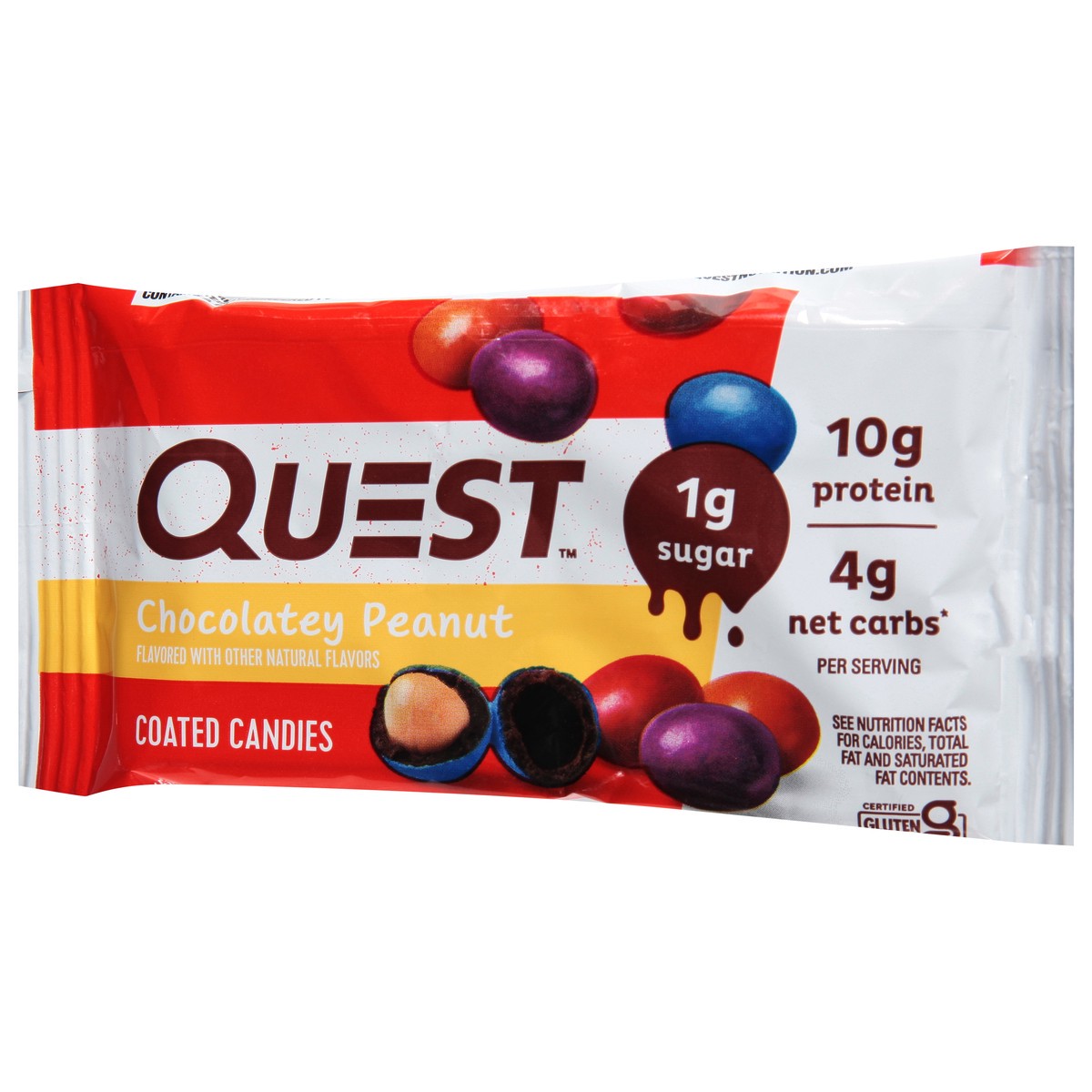 slide 8 of 13, Quest Candies, Chocolatey Peanut, Coated, 1.73 oz