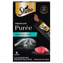 Sheba Seared Tuna Flavor Premium Puree Cat Treat - 4 x 0.494 oz Tubes