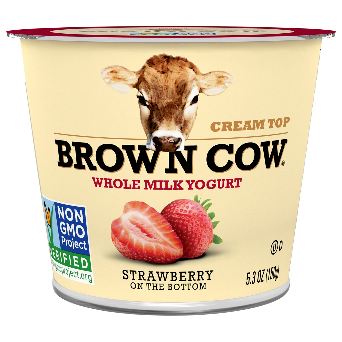 slide 1 of 1, Brown Cow Cream Top Strawberry on the Bottom Whole Milk Yogurt, 5.3 oz