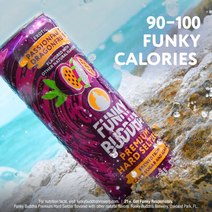 slide 3 of 5, Funky Buddha Premium Hard Seltzer Tropical Variety Pack, 12 pk 12 fl oz Cans, 4.5% ABV, 144 fl oz