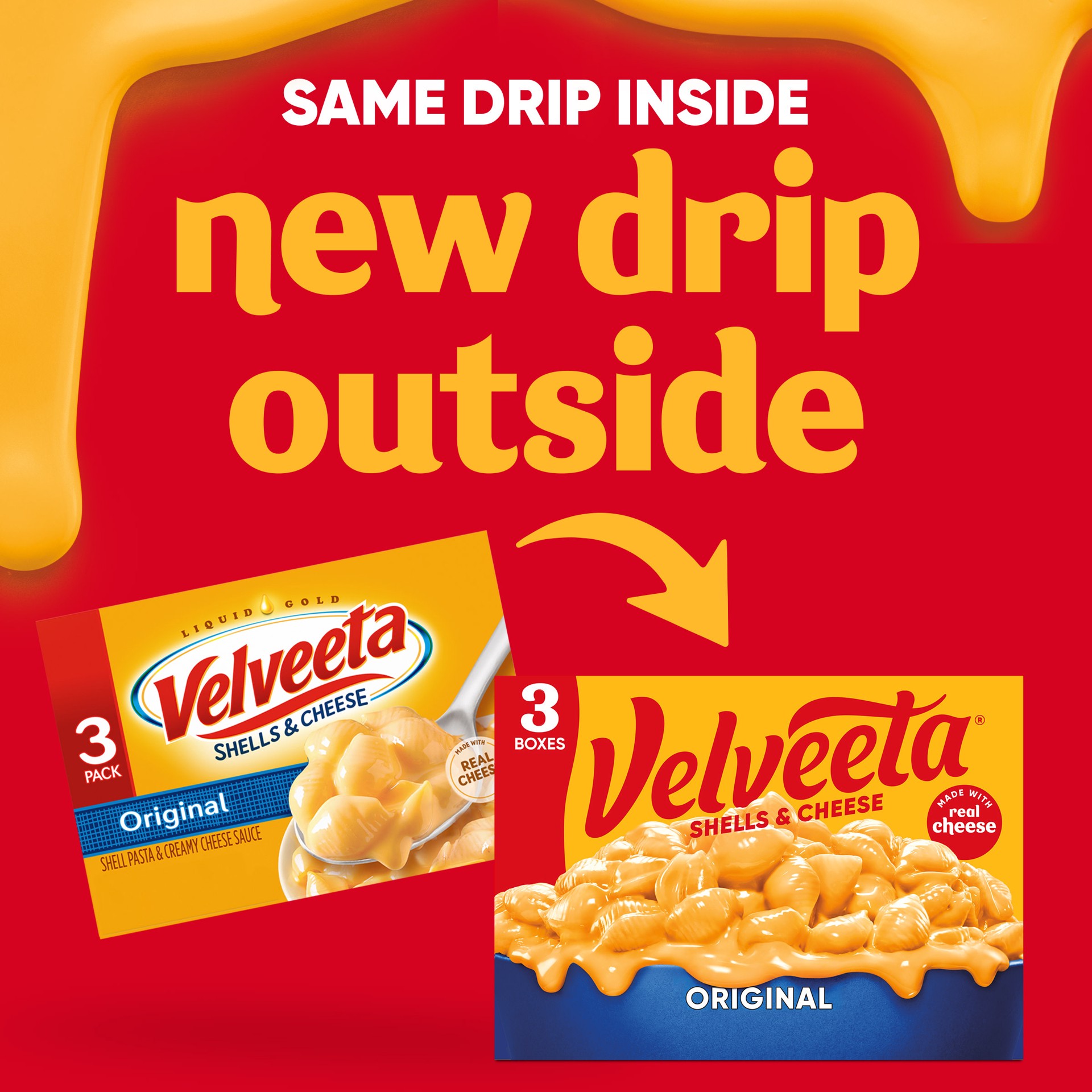 slide 2 of 5, Velveeta Shells & Cheese Original Shell Pasta & Cheese Sauce, 3 ct Pack, 12 oz Boxes, 36 oz