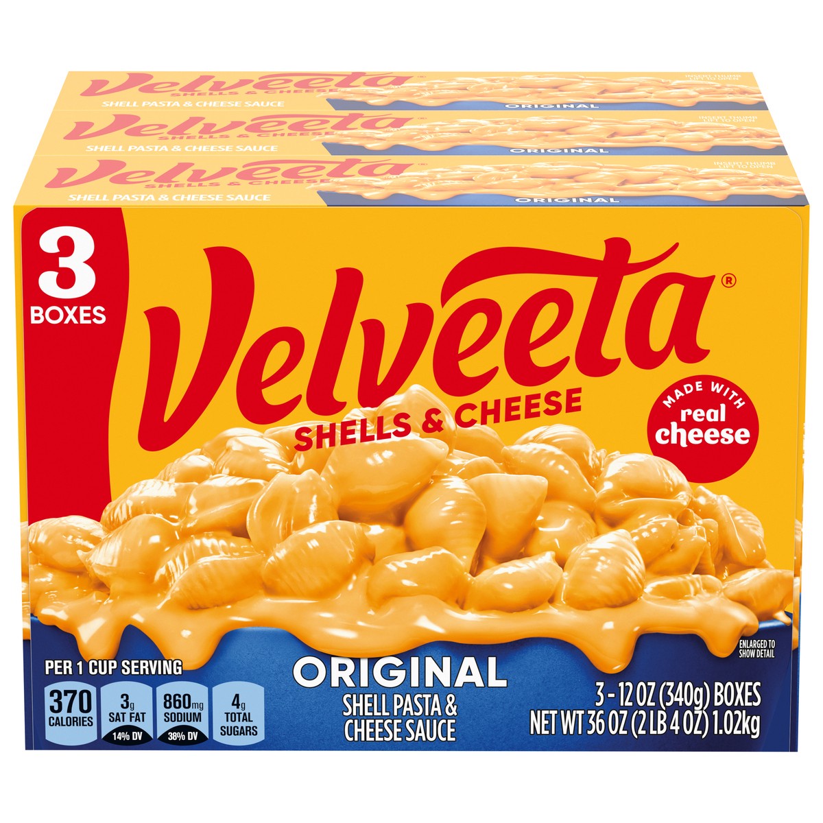 slide 1 of 5, Velveeta Shells & Cheese Original Mac and Cheese Dinner - 36oz/3ct, 36 oz