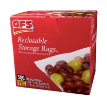 slide 1 of 1, GFS Reclosable Food Storage Bags, 500 ct