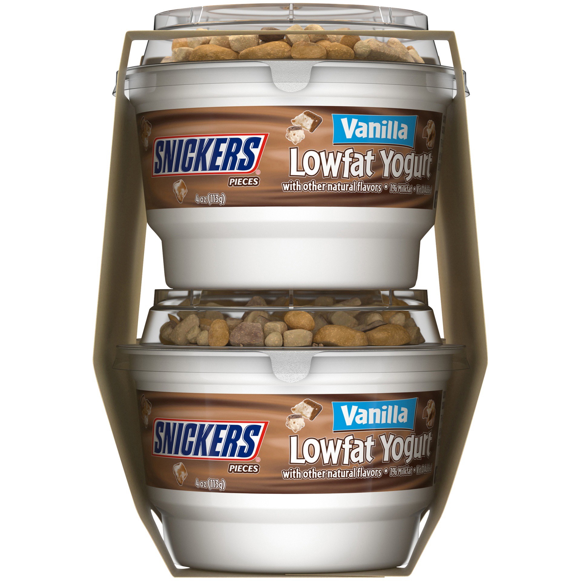 slide 7 of 7, YoCrunch Low Fat Vanilla Yogurt with Snickers Candy Pieces, 4 oz., 4 Pack, 16 oz