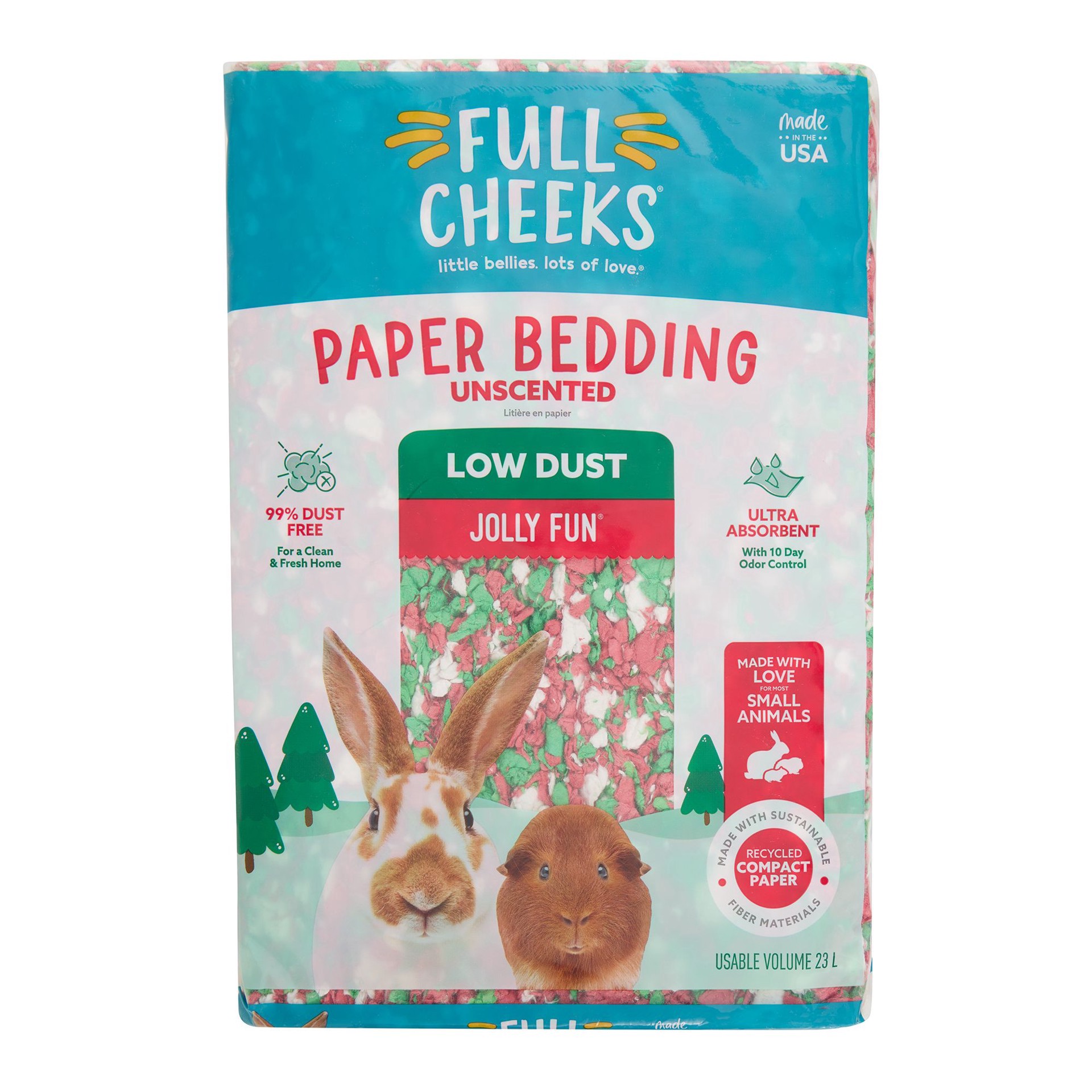 slide 1 of 1, Full Cheeks Unscented Jolly Fun Paper Bedding, 1 ct
