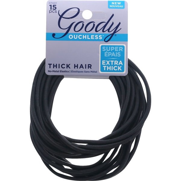 slide 1 of 7, Goody Xl Black Hair Elastics, 15 ct