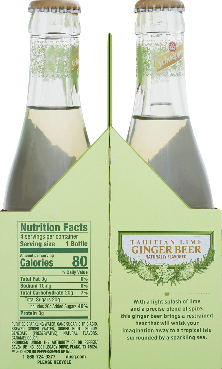 slide 3 of 13, Schweppes 1783 Tahitian Lime Ginger Beer, 6.32 fl oz glass bottles, 4 pack, 4 ct; 6.3 oz