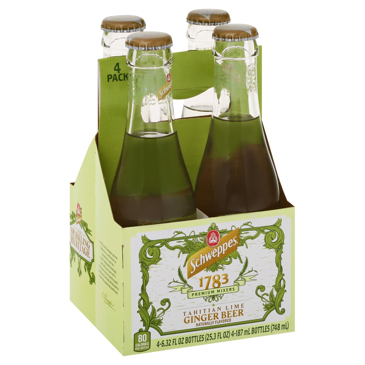 slide 5 of 13, Schweppes 1783 Tahitian Lime Ginger Beer, 6.32 fl oz glass bottles, 4 pack, 4 ct; 6.3 oz