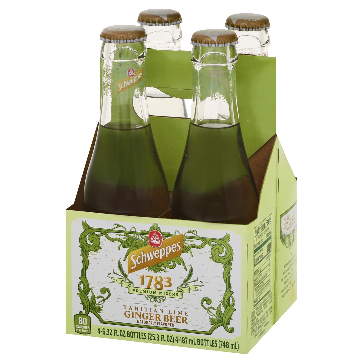 slide 6 of 13, Schweppes 1783 Tahitian Lime Ginger Beer, 6.32 fl oz glass bottles, 4 pack, 4 ct; 6.3 oz