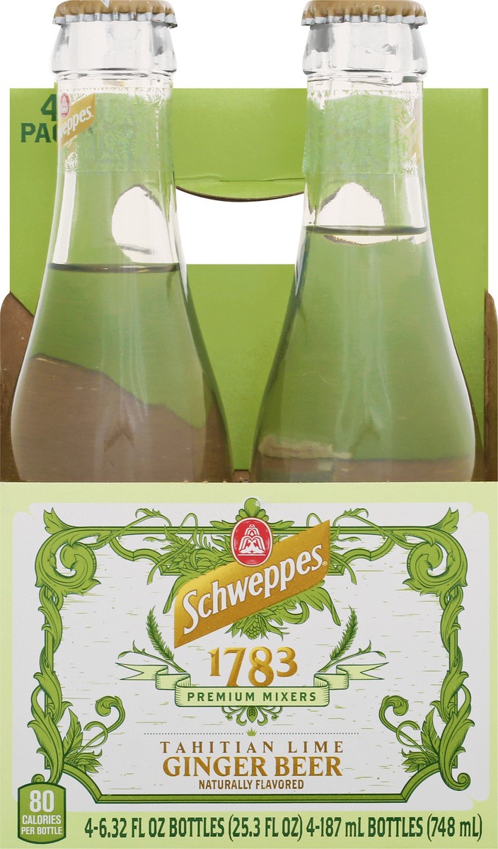 slide 8 of 13, Schweppes 1783 Tahitian Lime Ginger Beer, 6.32 fl oz glass bottles, 4 pack, 4 ct; 6.3 oz