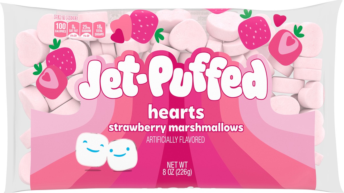 slide 1 of 14, Jet-Puffed Strawberry Hearts Shaped Marshmallows, 8 oz Bag, 8 oz