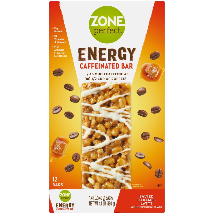 slide 1 of 1, Zone Perfect ZonePerfect Revitalize For Mental Focus Salted Caramel Latte Bars, 12 ct; 1.41 oz