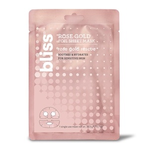 slide 1 of 1, Bliss Rose Gold Rescue Foil Sheet Mask For Sensitive Skin, 1 ct