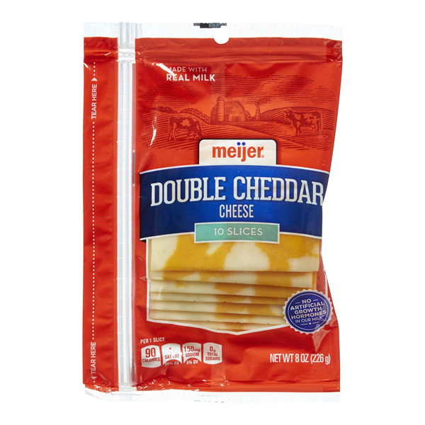 slide 1 of 1, Meijer Double Cheddar Sliced Cheese, 8 oz