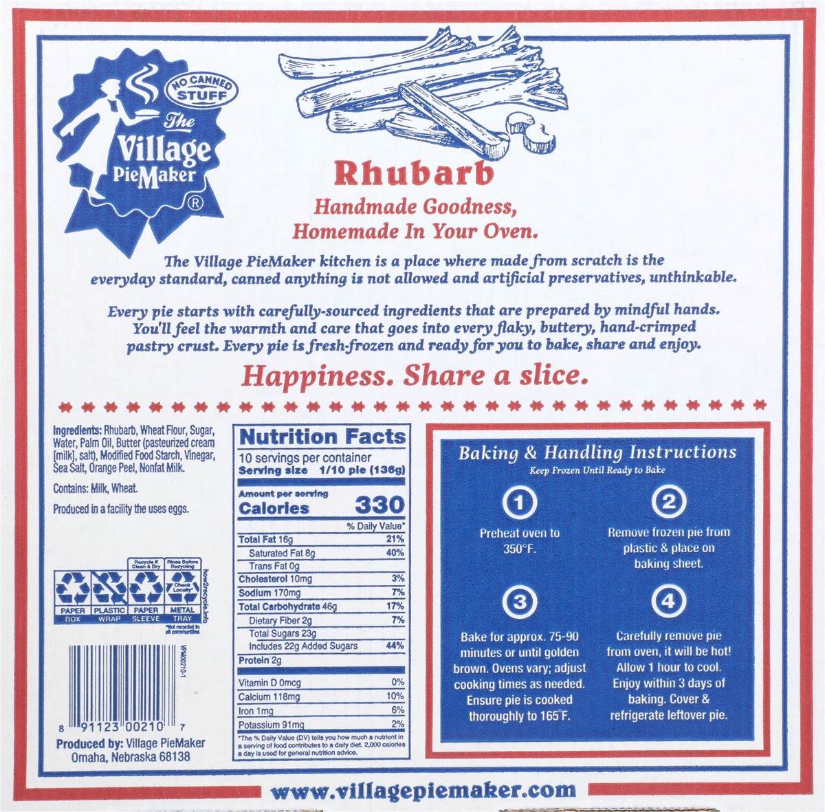 slide 5 of 12, The Village PieMaker Village PieMaker Rhubarb Pie, 3 lb