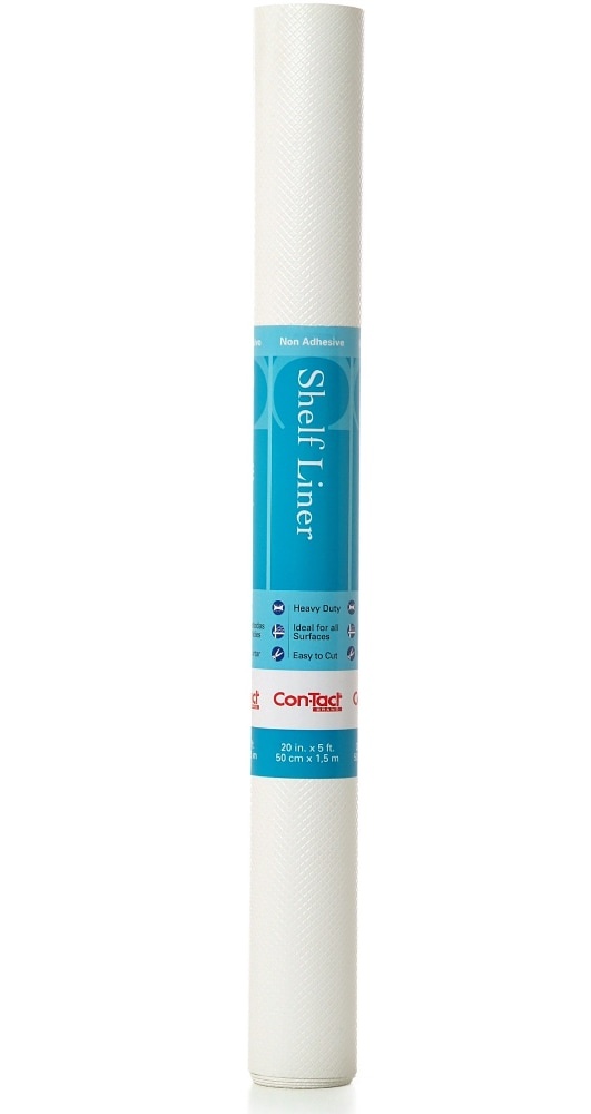 slide 1 of 1, Con-Tact Simple Elegance Non-Adhesive Shelf Liner - White, 20 in x 5 ft