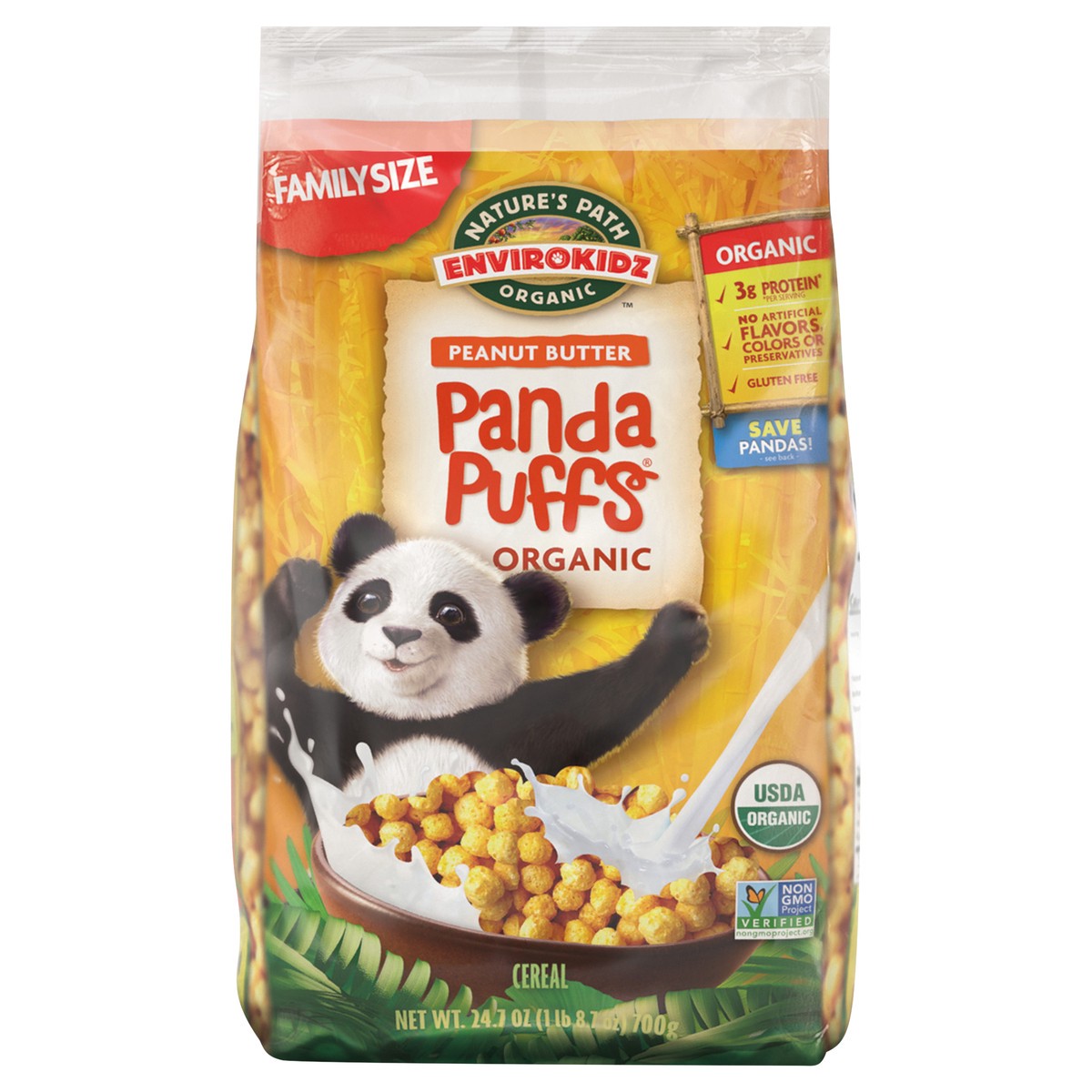 slide 1 of 1, Nature's Path Organic Nature's Path EnviroKidz Organic Panda Puffs Cold Cereal 24.7oz EcoPac Bag, 24.7 oz